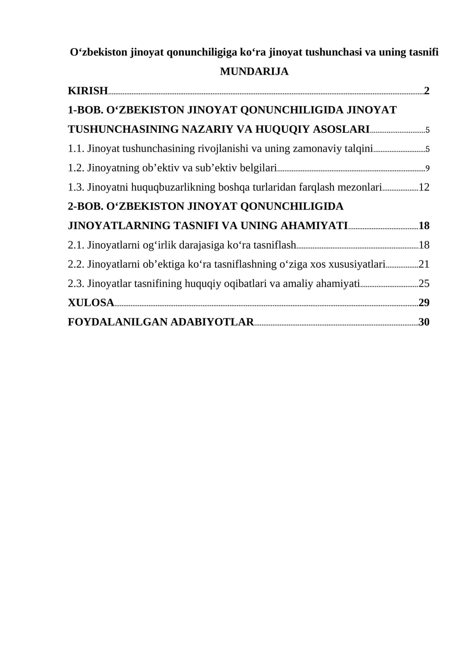 O‘zbekiston jinoyat qonunchiligiga ko‘ra jinoyat tushunchasi va uning tasnifi 26 1