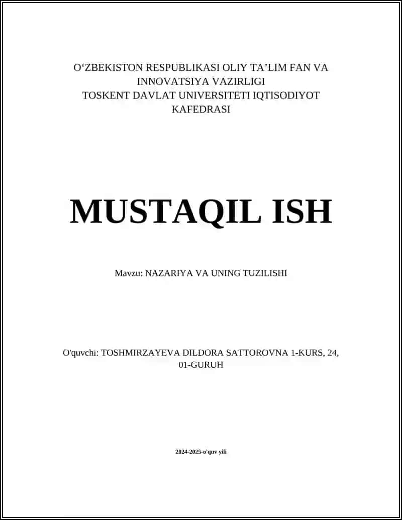 Nazariya va uning tuzilishi