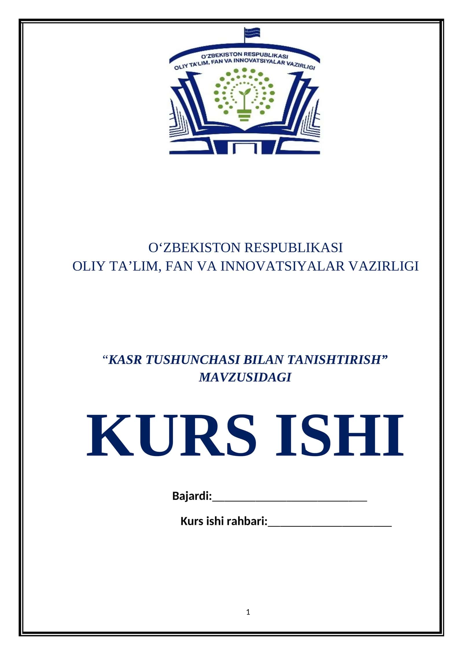 KASR TUSHUNCHASI BILAN TANISHTIRISH 1
