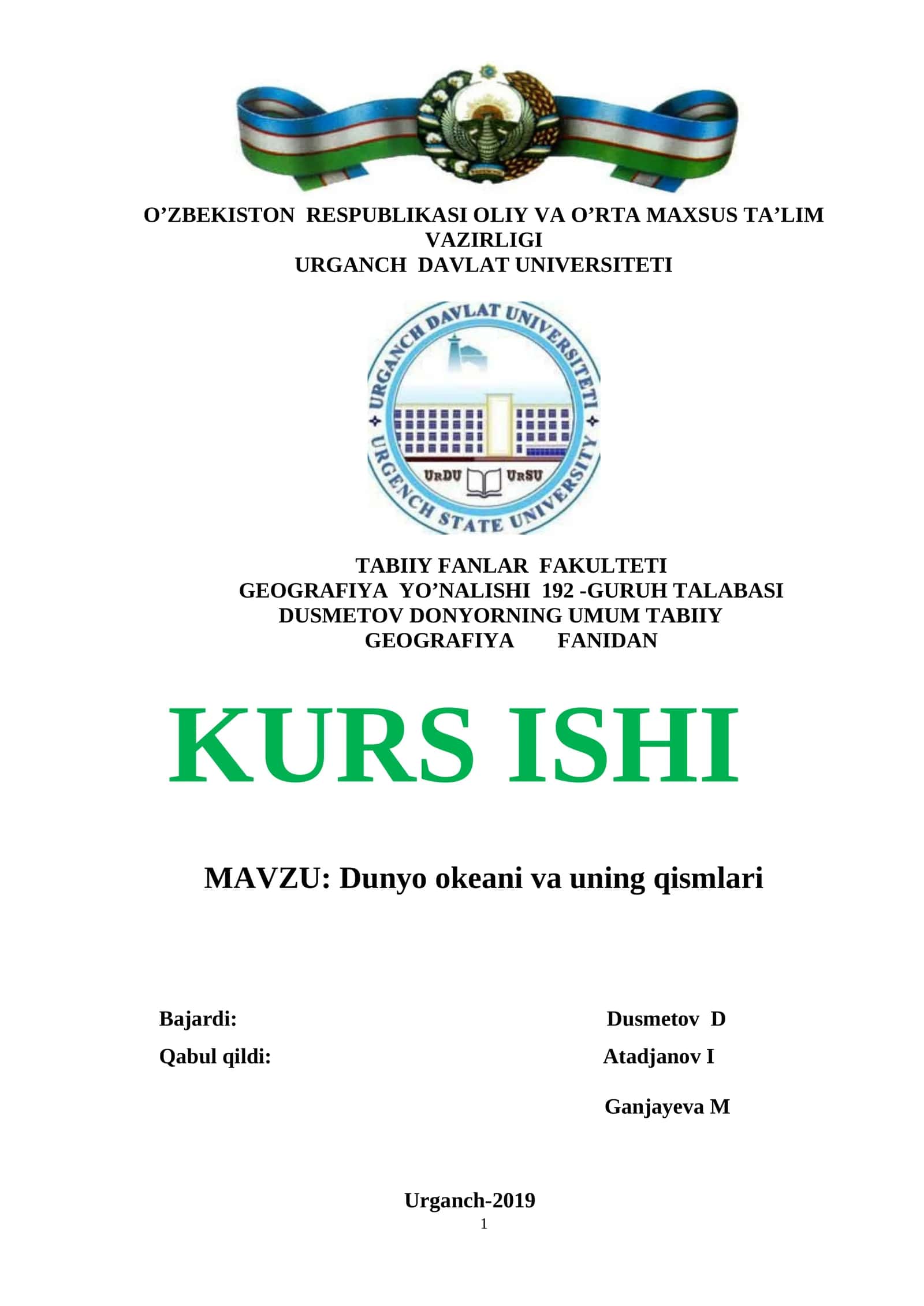 Dunyo okeani va uning qismlari 1