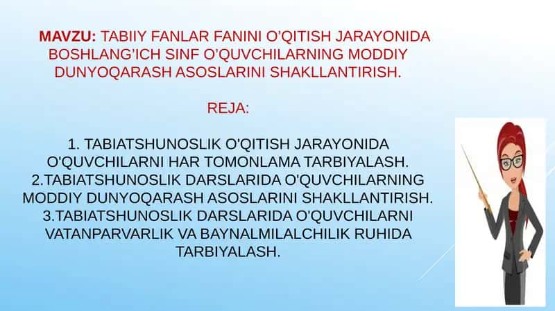 Tabiiy fanlar fanini o’qitish jarayonida boshlang’ich sinf o’quvchilarning moddiy dunyoqarash asoslarini shakllantirish 1