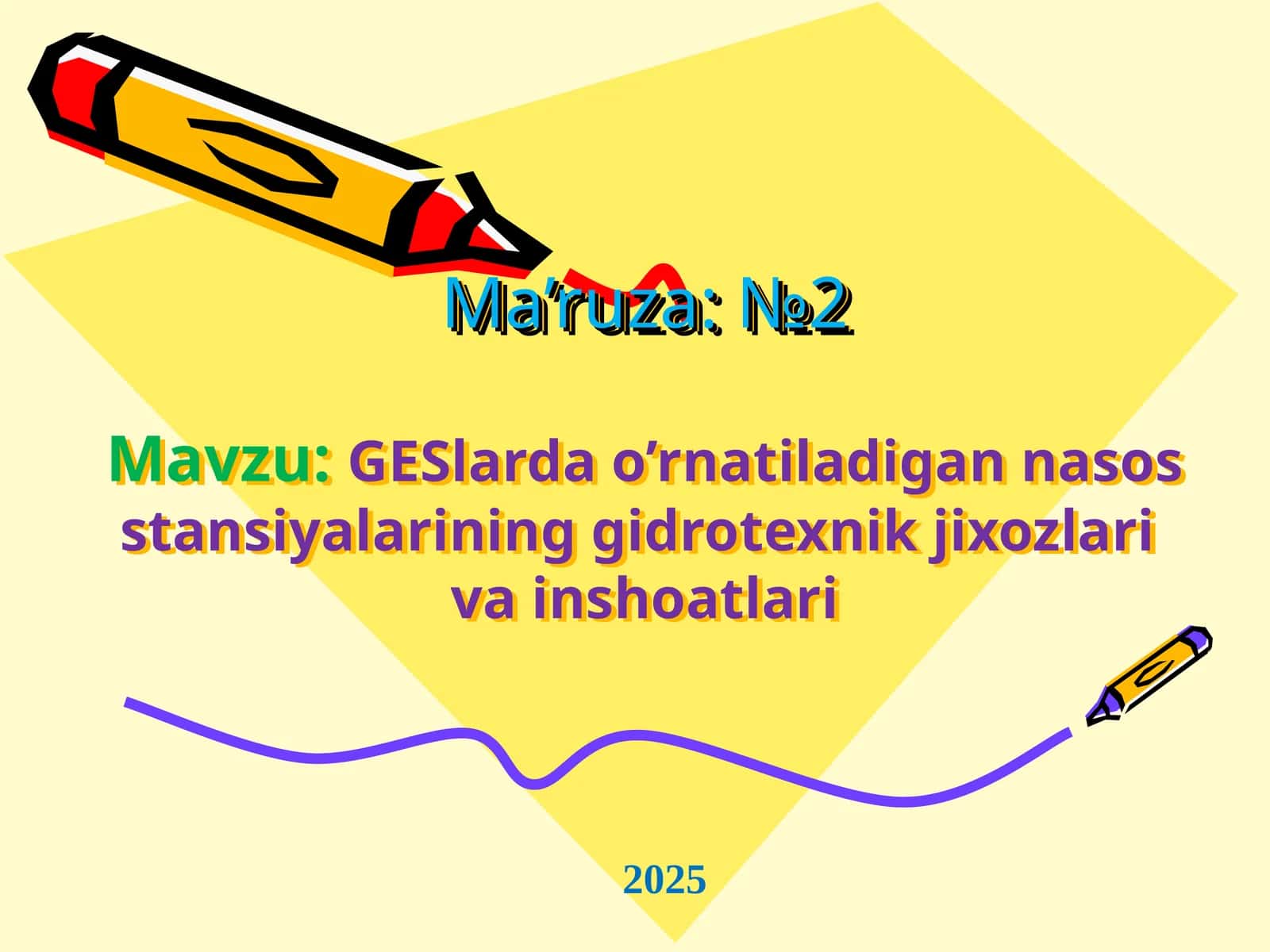 GESlarda o’rnatiladigan nasos stansiyalarining gidrotexnik jixozlariva inshoatlari 1