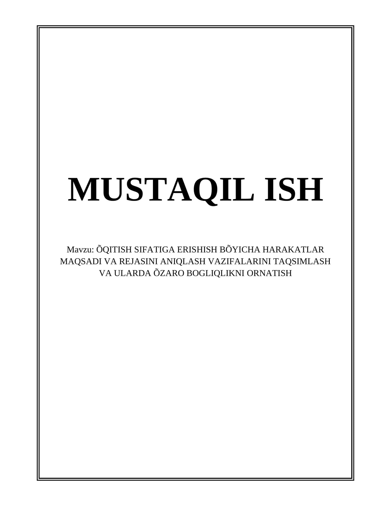 Harakatlar maqsadlarini aniqlash tamoyillari 1