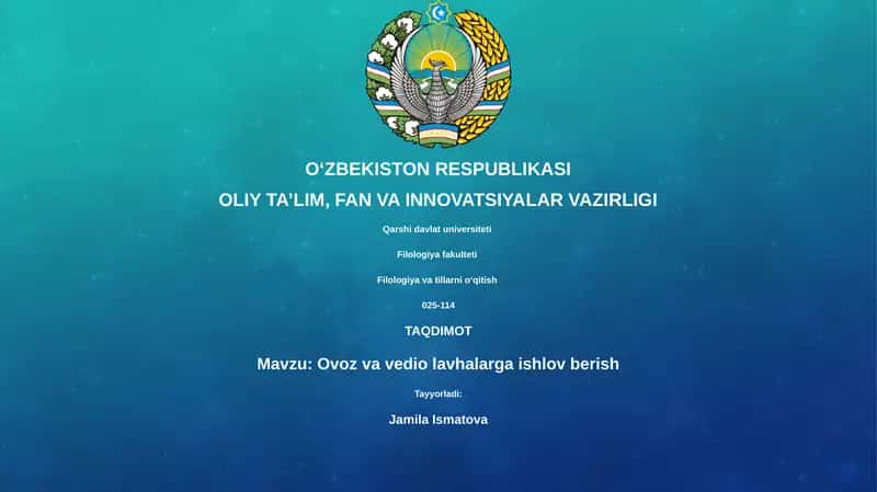 Ovoz va vedio lavhalarga ishlov berish 1