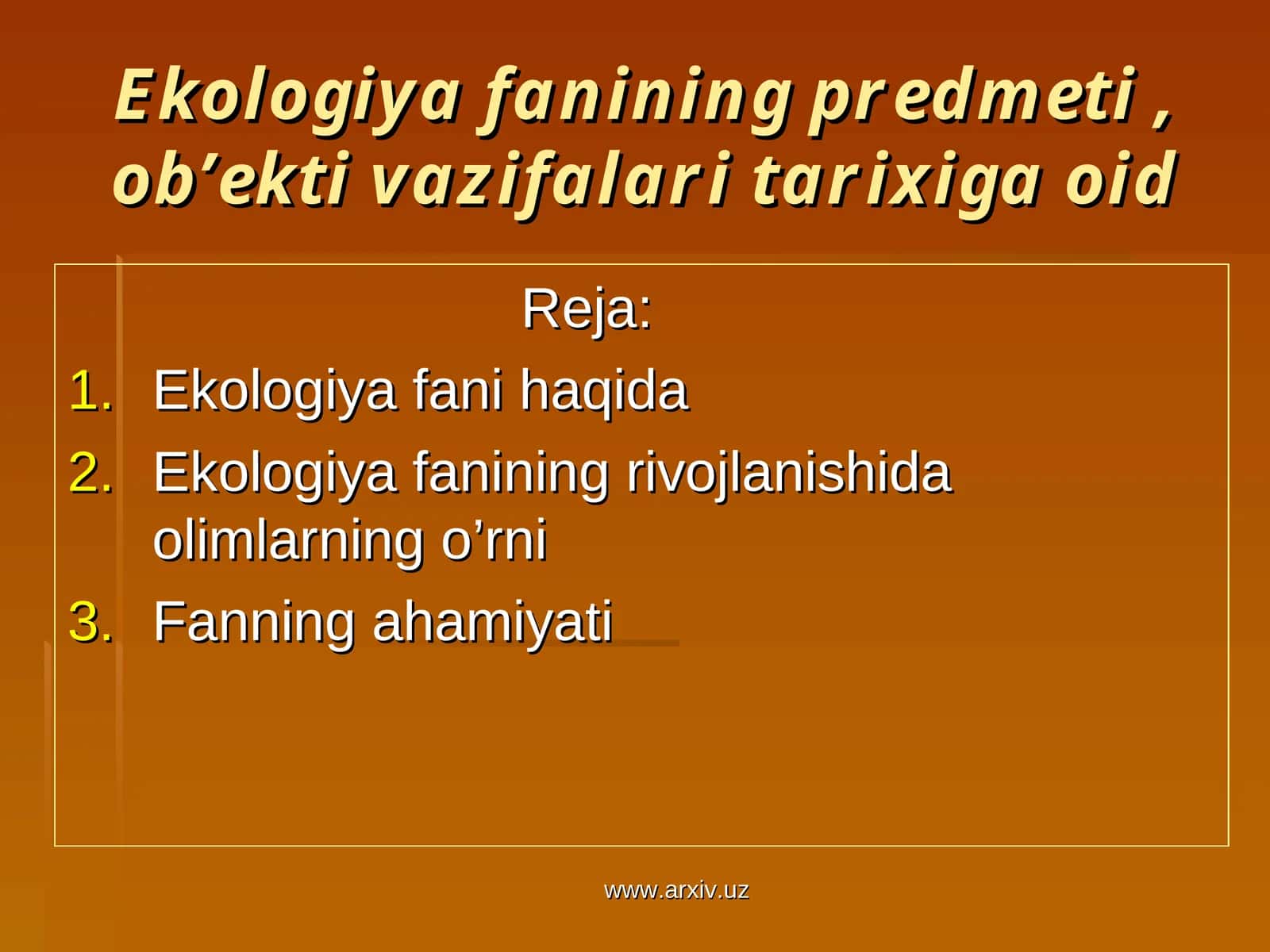Ekologiya fani haqida 1