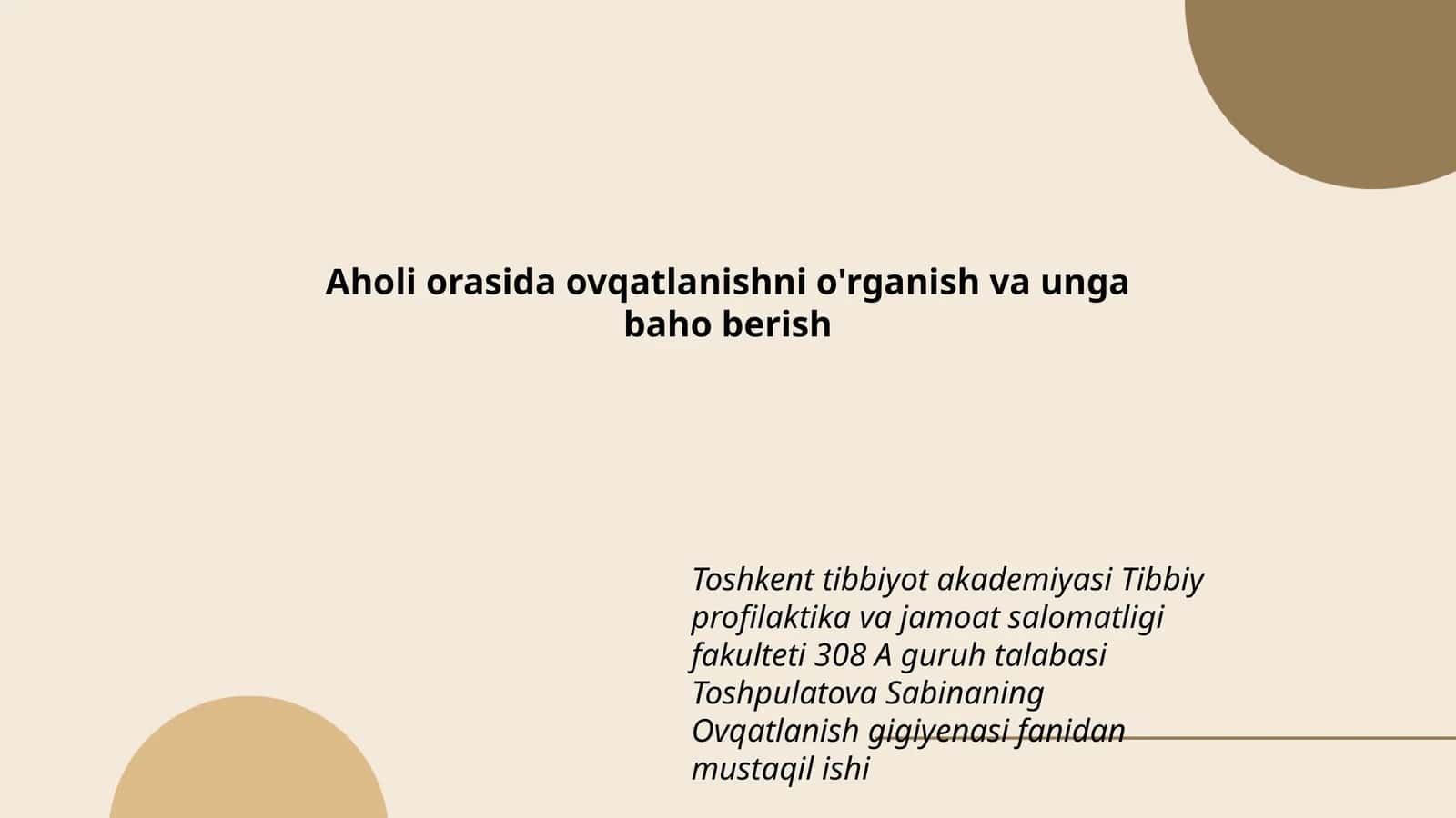 Ovqatlanish gigiyenasi 1