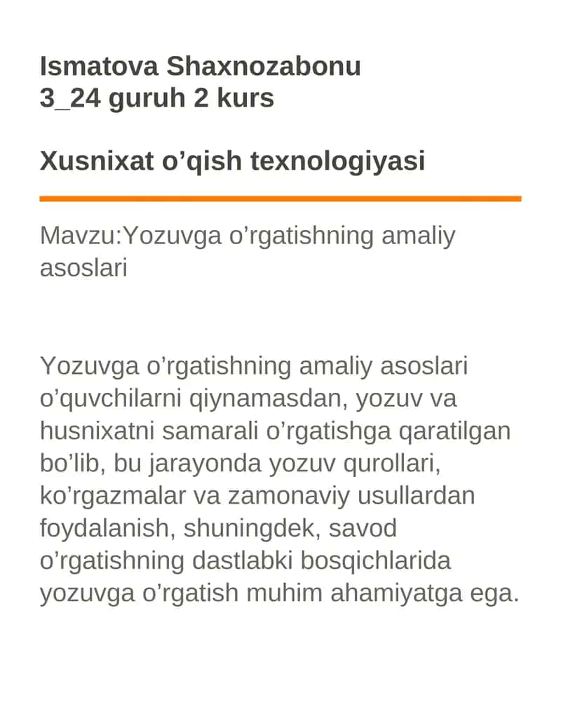 Yozuvga o’rgatishning amaliy asoslari 1