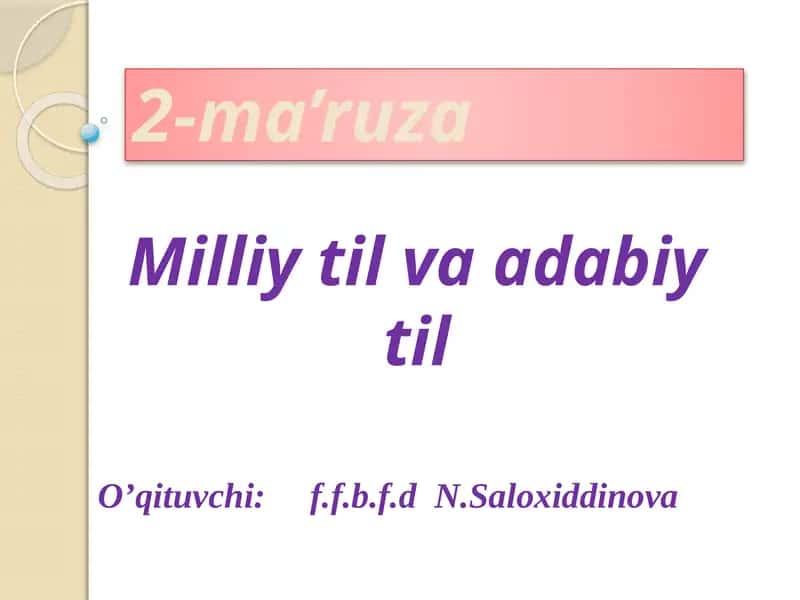 Milliy til va adabiyot 1