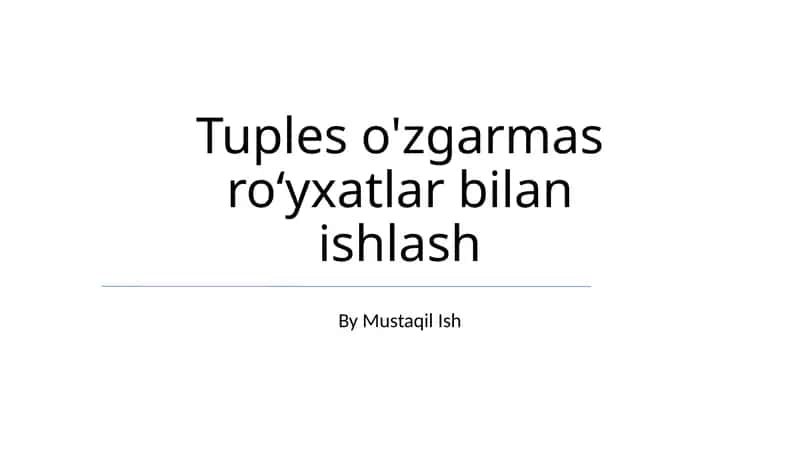 O'zgarmaslik: Asosiy Tushuncha 1