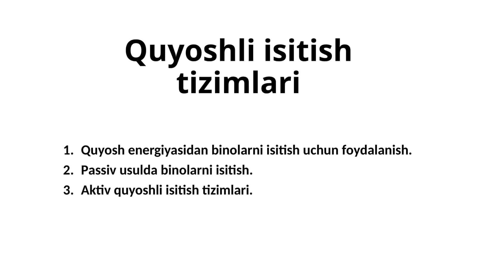 Quyoshli isitish tizimlari 1