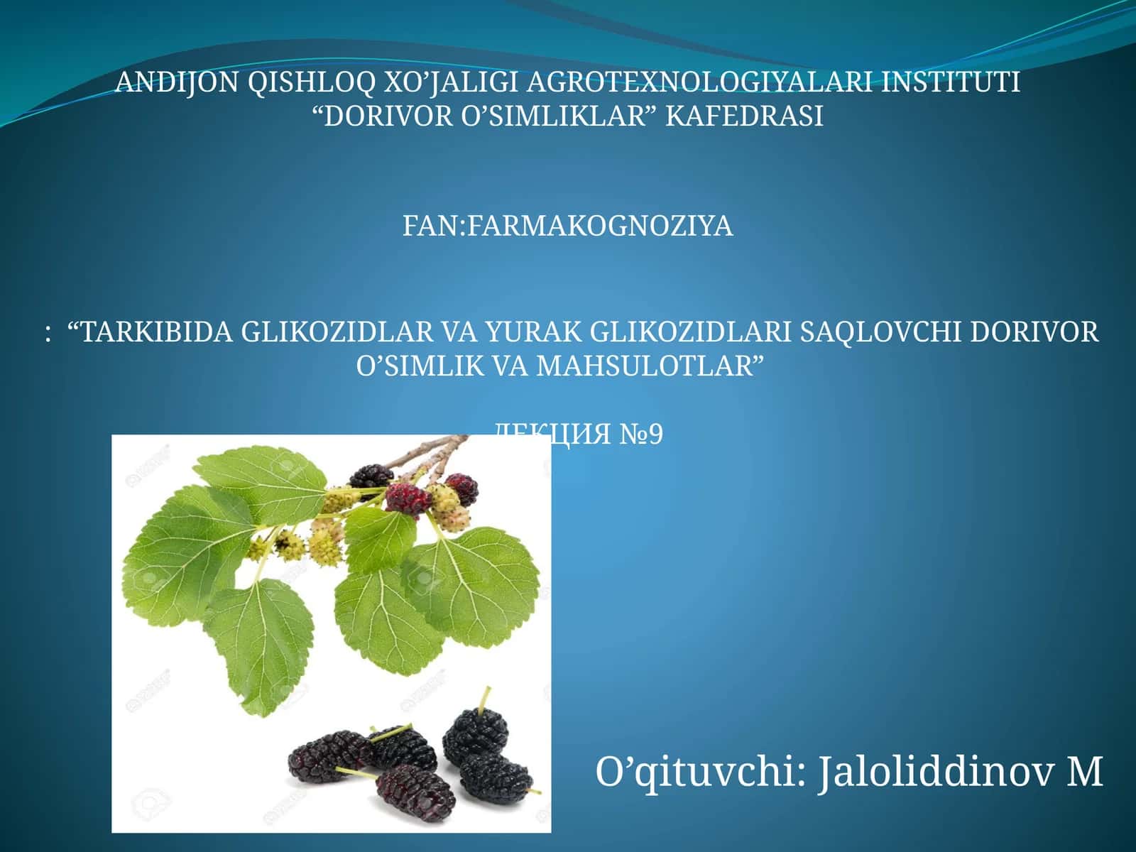 TARKIBIDA GLIKOZIDLAR VA YURAK GLIKOZIDLARI SAQLOVCHI DORIVOR O’SIMLIK VA MAHSULOTLAR 1
