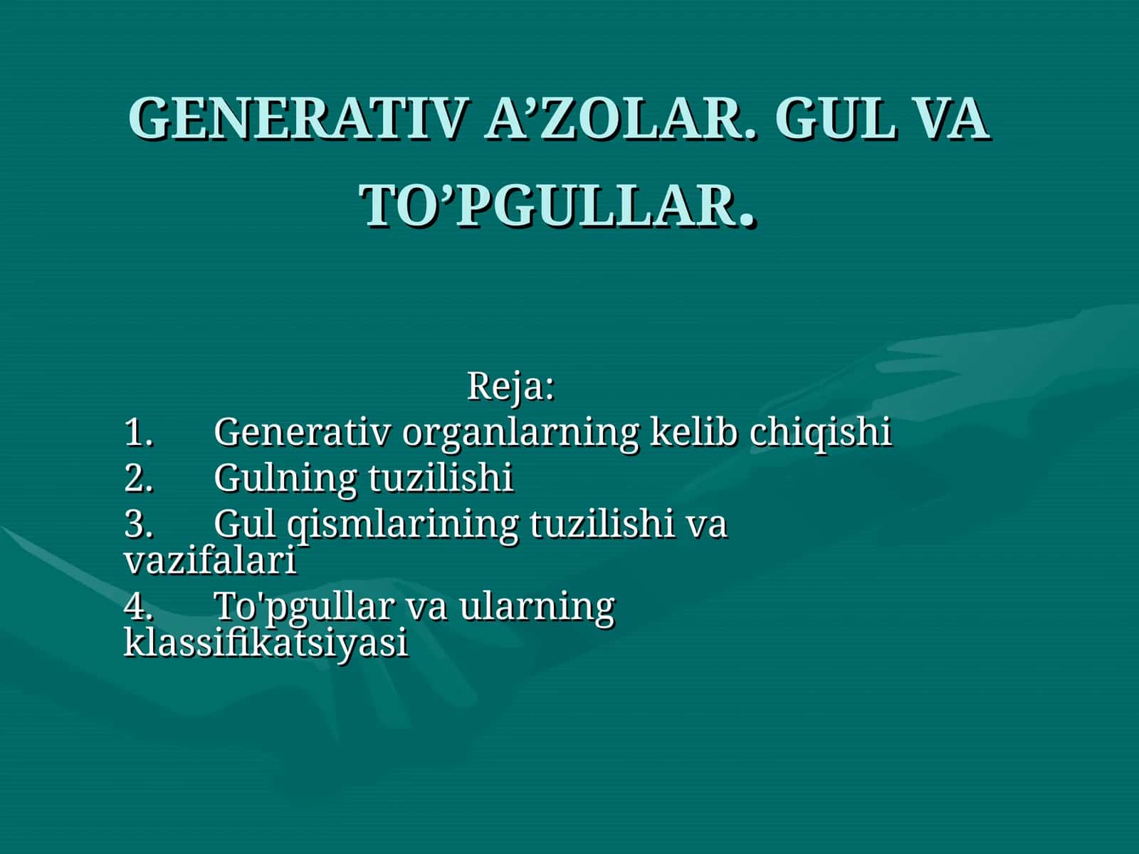 GENERATIV A’ZOLAR. GUL VA TO’PGULLAR 1