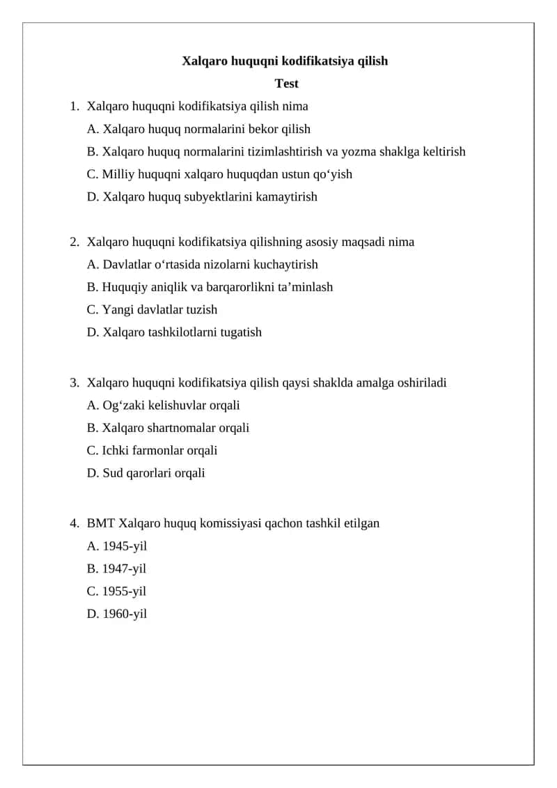 Xalqaro huquqni kodifikatsiya qilish 1