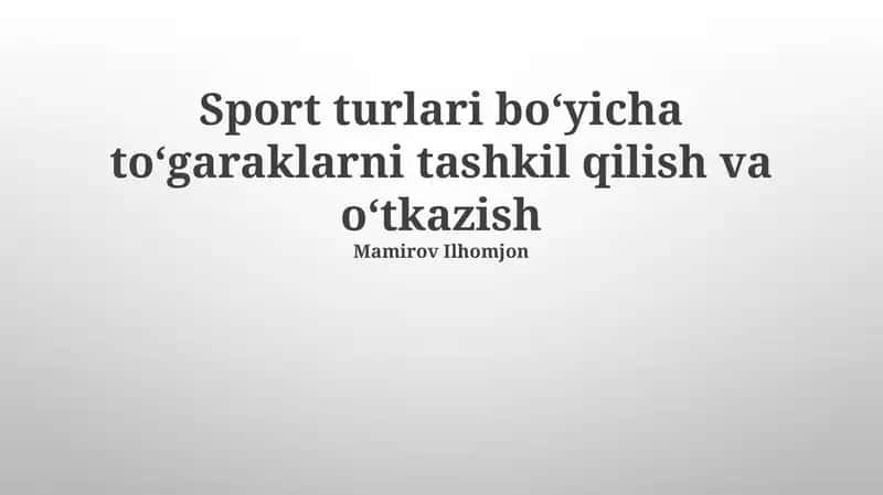 Sport klublarini tashkil etish va boshqarish asoslari 1