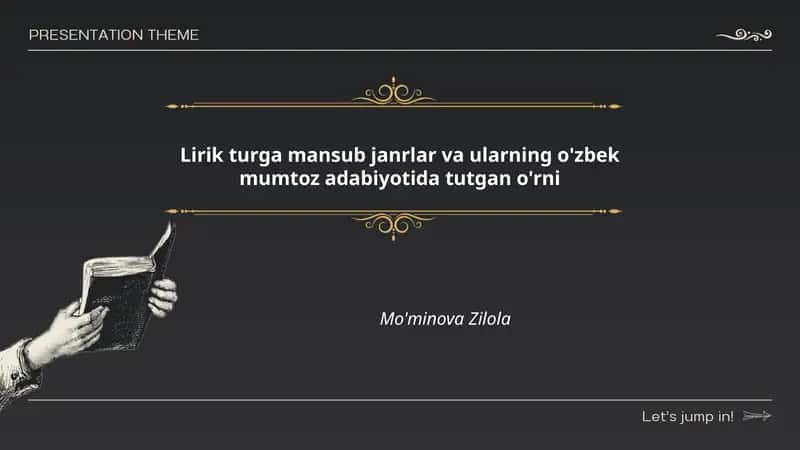 Lirik turga mansub janrlar va ularning o'zbek mumtoz adabiyotida tutgan o'rni 1