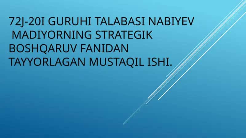 STRATEGIK BOSHQARUV-MOHIYATI VAZIFALARI 1