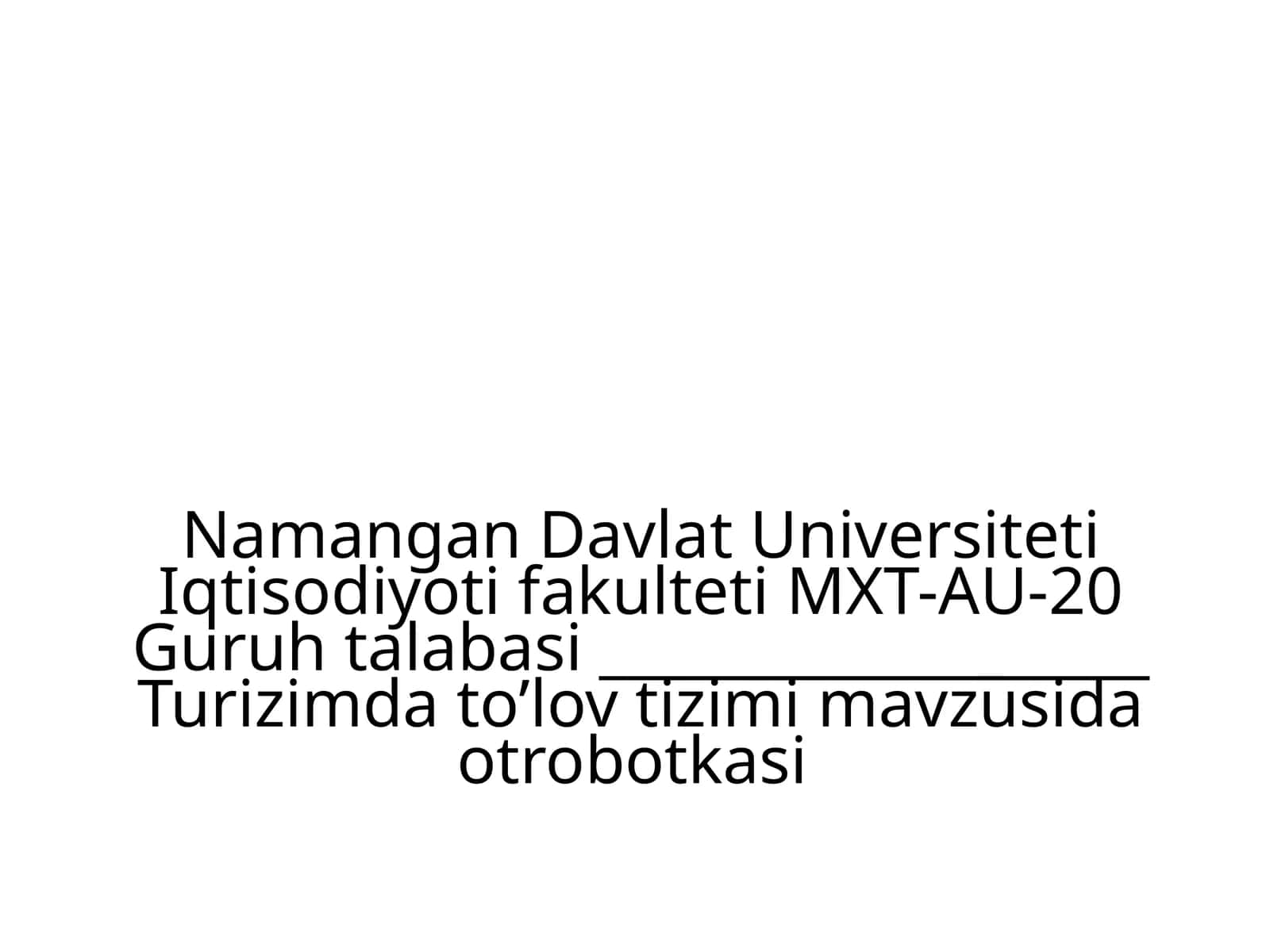Turizimda to'lov tizimi 1