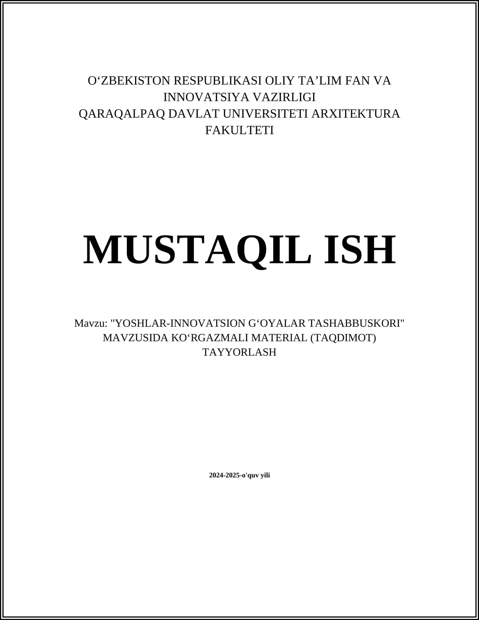 YOSHLAR-INNOVATSION GʻOYALAR TASHABBUSKORI 1