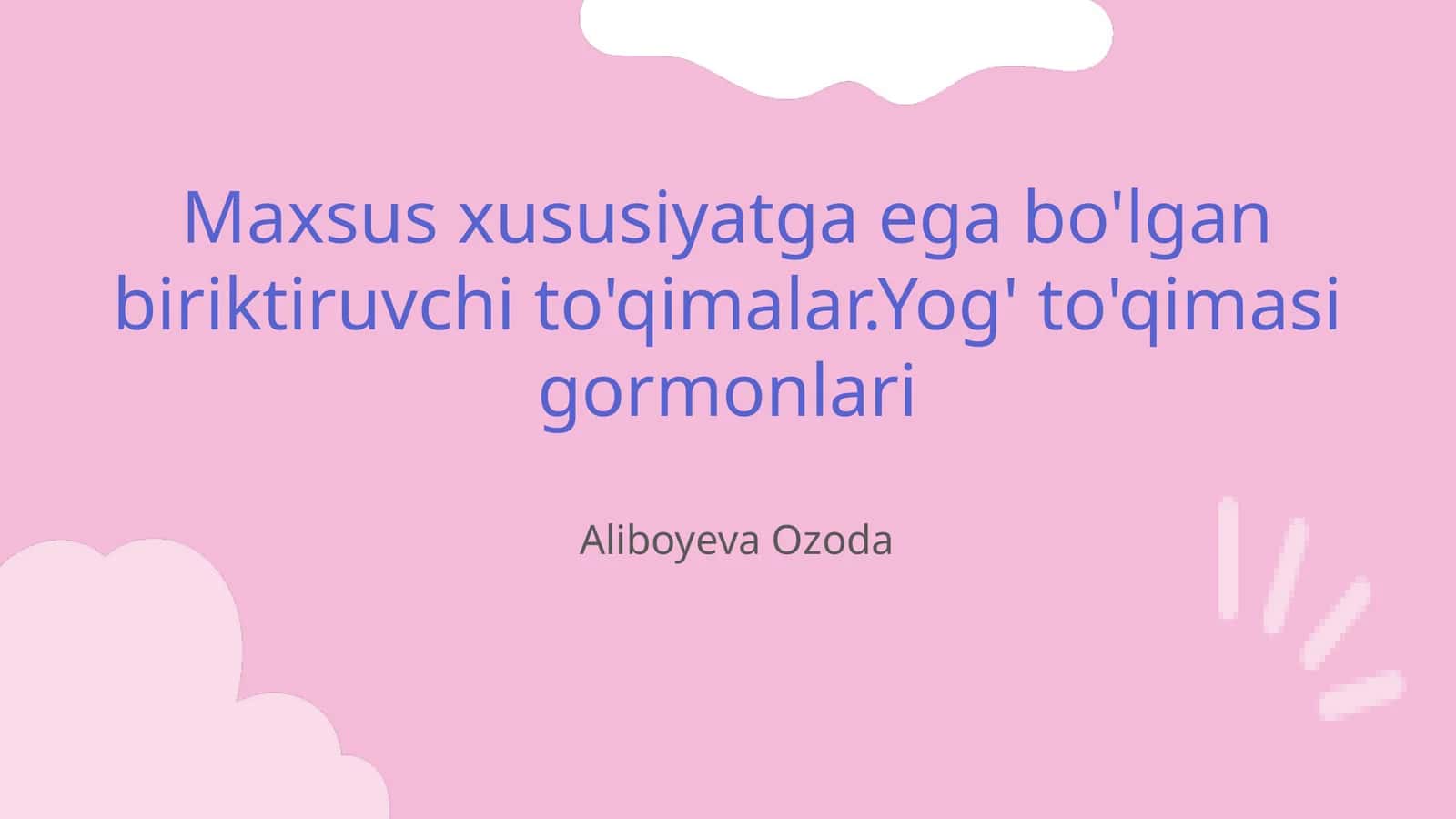 Maxsus xususiyatga ega bo'lgan biriktiruvchi to'qimalar.Yog' to'qimasi gormonlari 1