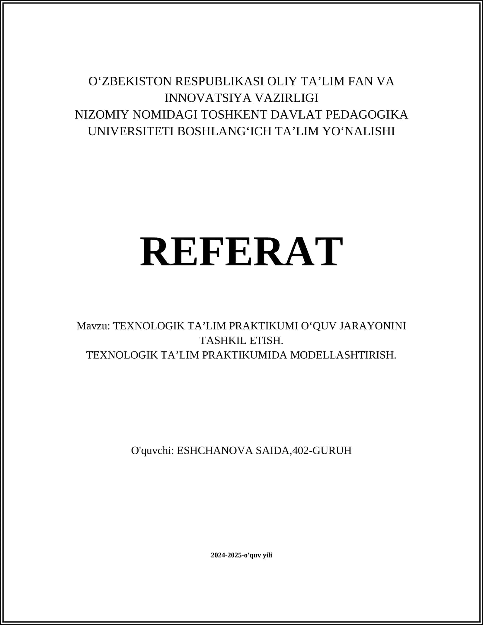 Texnologik ta'limning asosiy tushunchalari 1