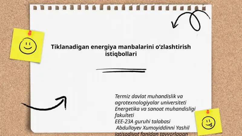 Abdullayev Xumoyiddinni Yashil iqtisodiyot fanidan tayyorlagan taqdimoti 1