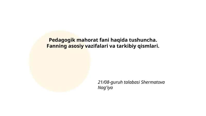 Pedagogik mahorat fani 1