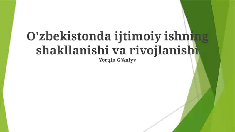 O'zbekistonda ijtimoiy ishning shakllanishi va rivojlanishi 1