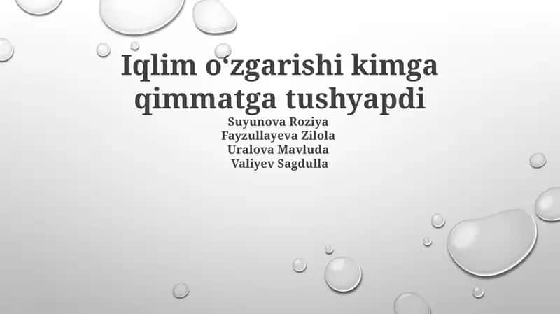 Iqlim o'zgarishi kimga qimmatga tushmoqda: asosiy ta'sirlar 1