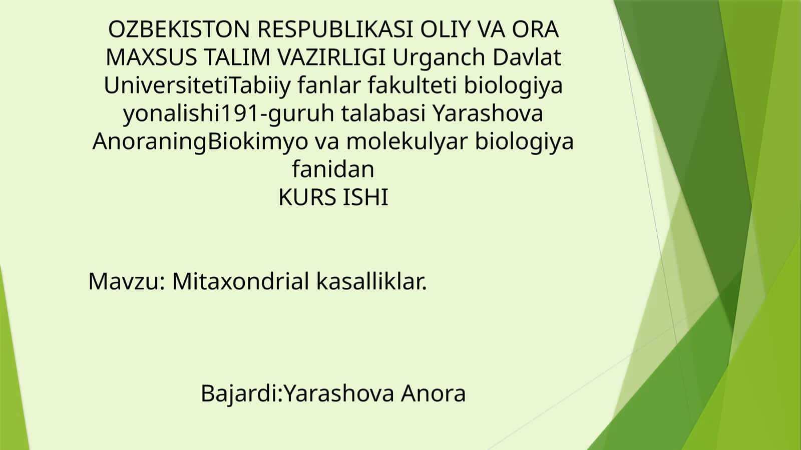 Mitaxondrial kasalliklar 1