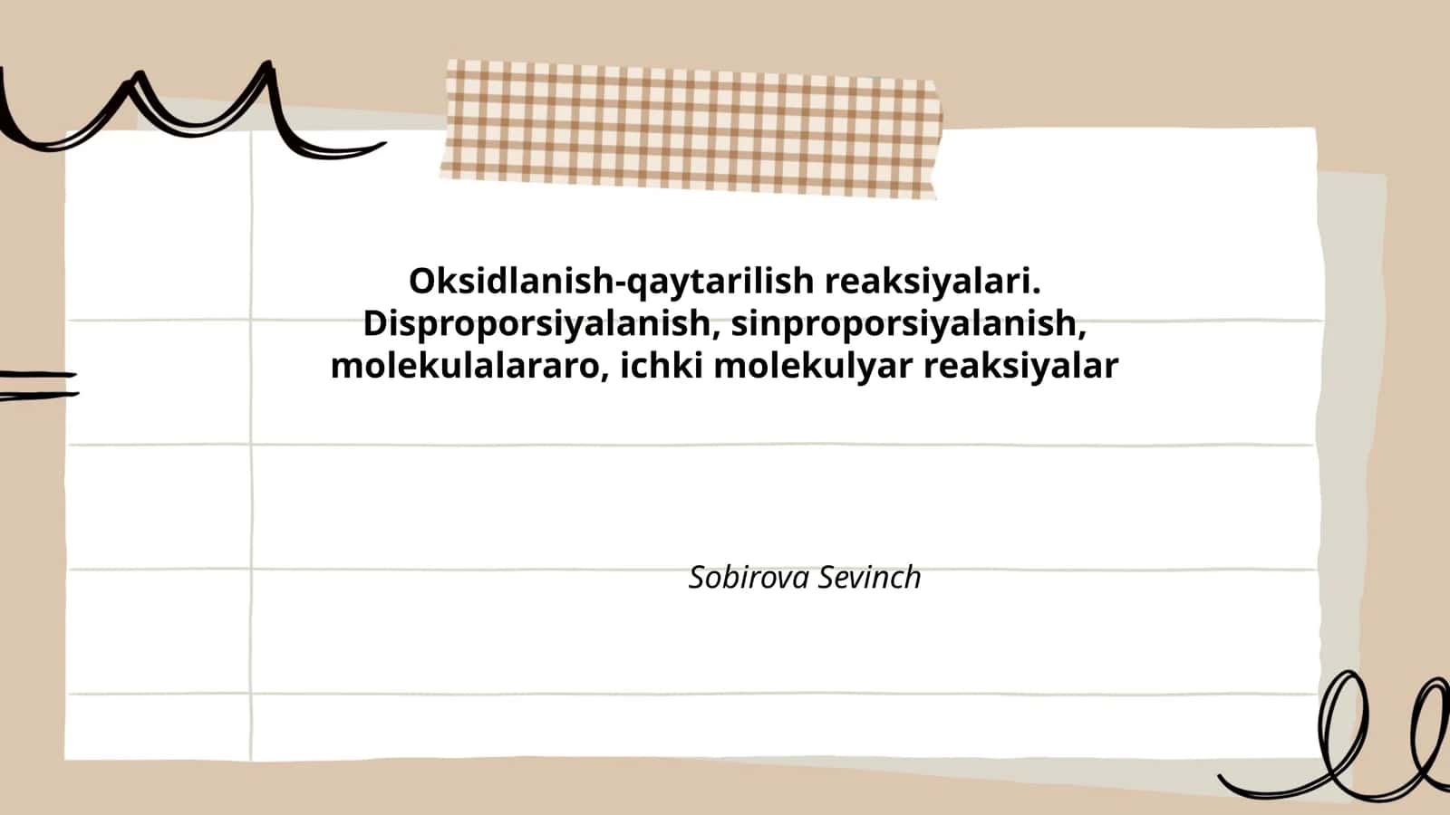 Oksidlanish-qaytarilish reaksiyalari. Disproporsiyalanish, sinproporsiyalanish, molekulalararo, ichki molekulyar reaksiyalar 1