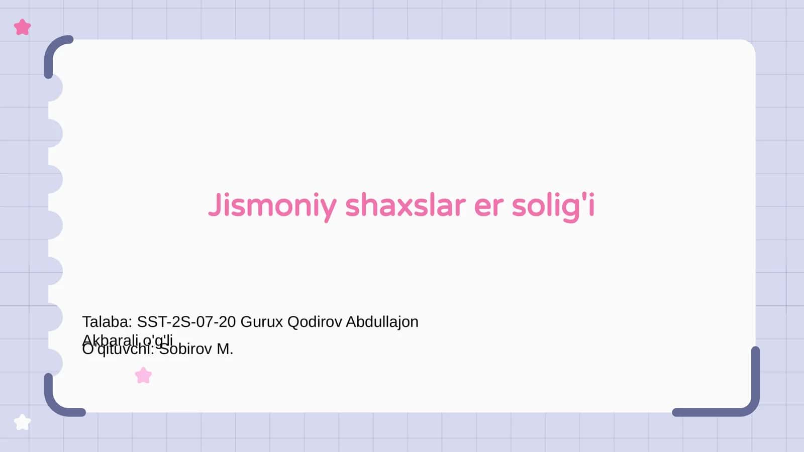 Jismoniy shaxslar er solig'i 1