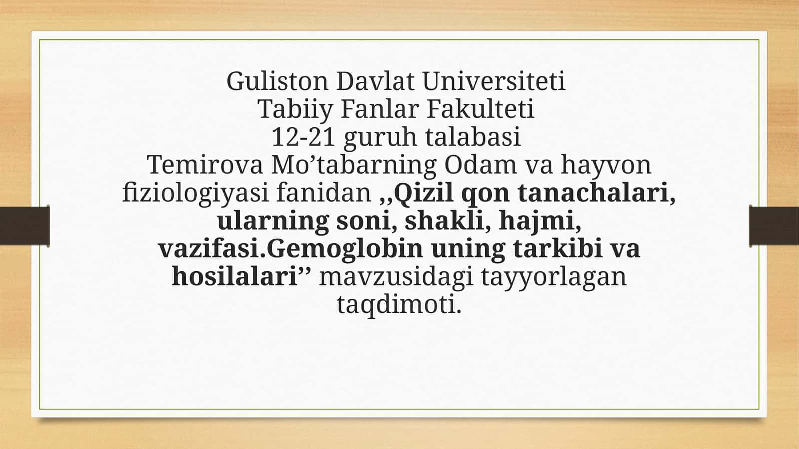 Qizilqon tanachalari,ularning soni, shakli, hajmi, vazifasi 1