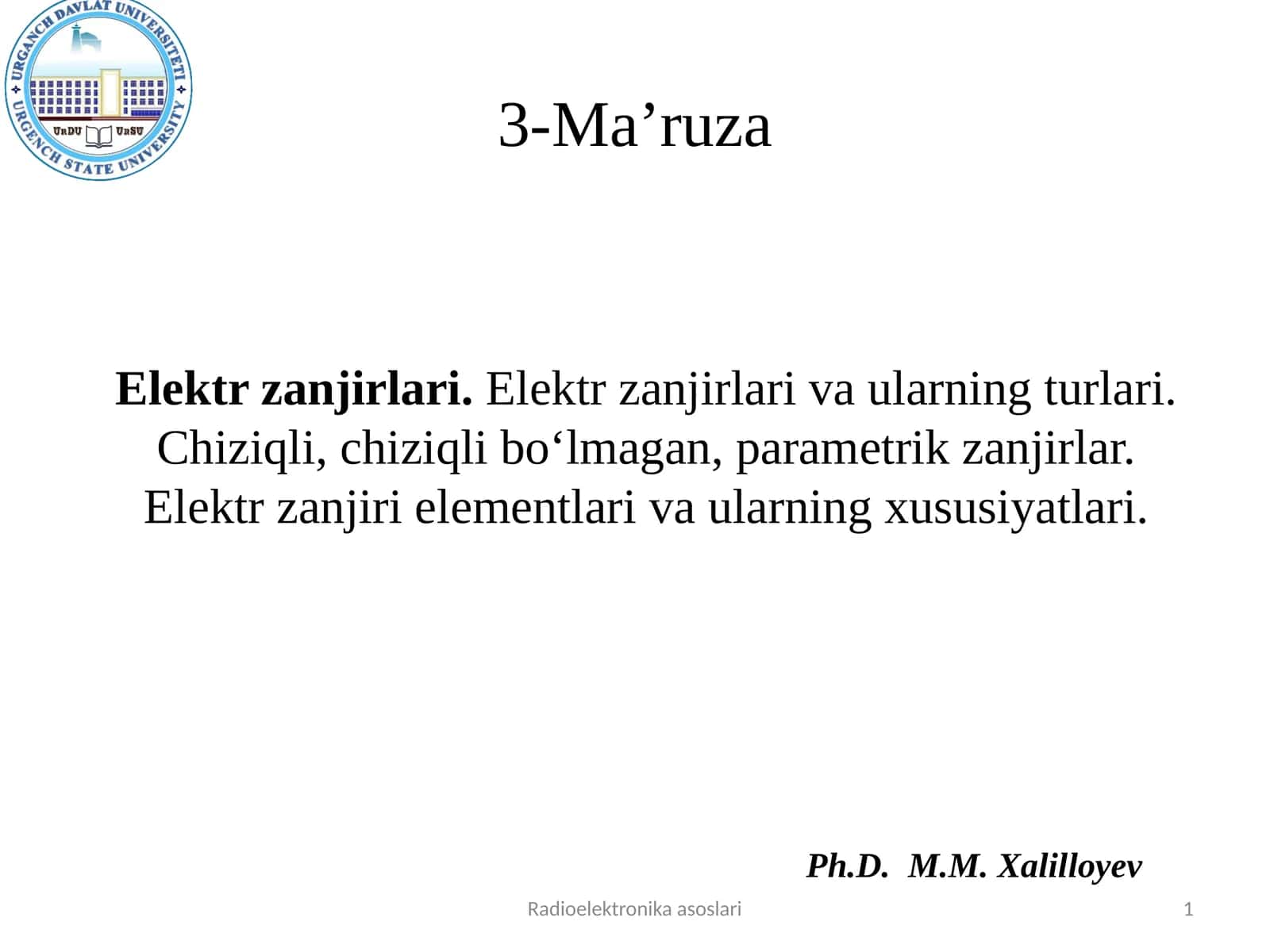 Elеktr zanjiri va uning elеmеntlari 1