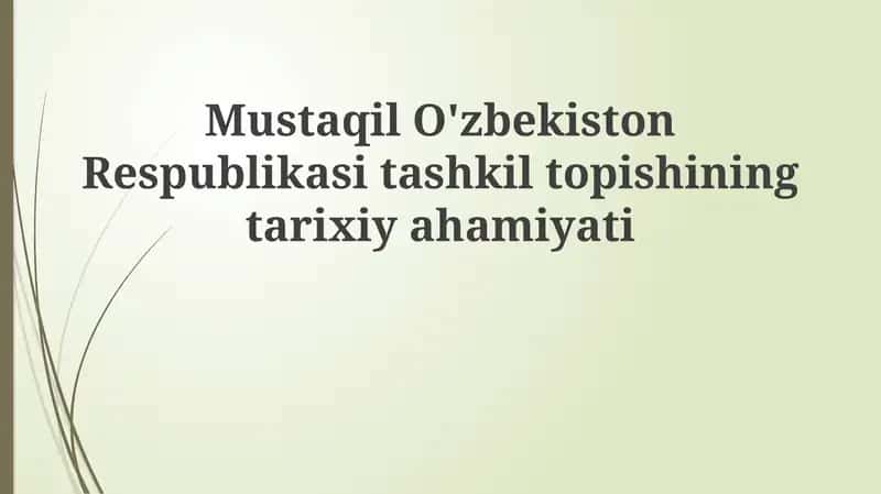 Mustaqil O'zbekiston Respublikasi tashkilotining tarixiy ahamiyati 1
