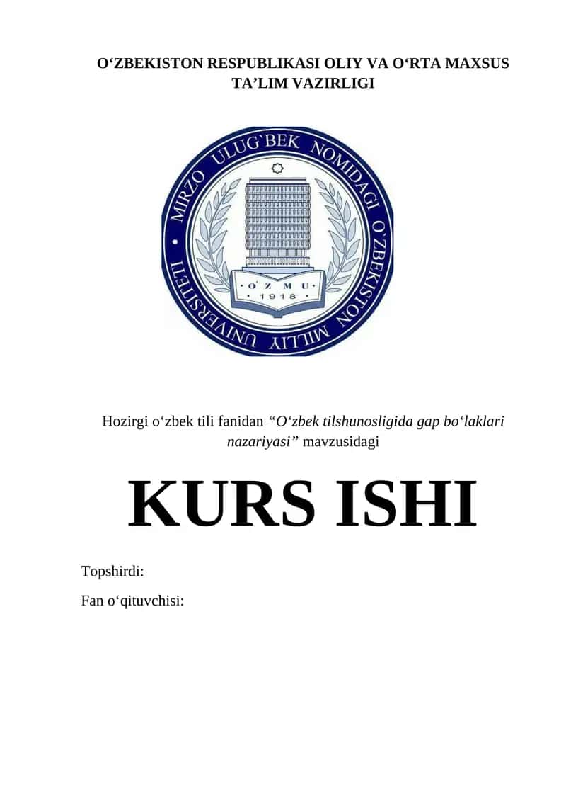 O‘zbek tilshunosligida gap bo‘laklari nazariyasi 1
