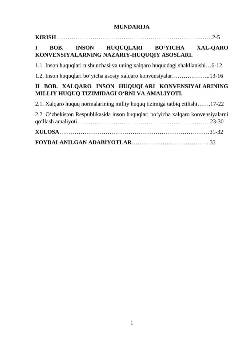 Inson Huquqlari Bo‘yicha Xalqaro Konvensiyalarning Nazariy-Huquqiy Asoslari 1