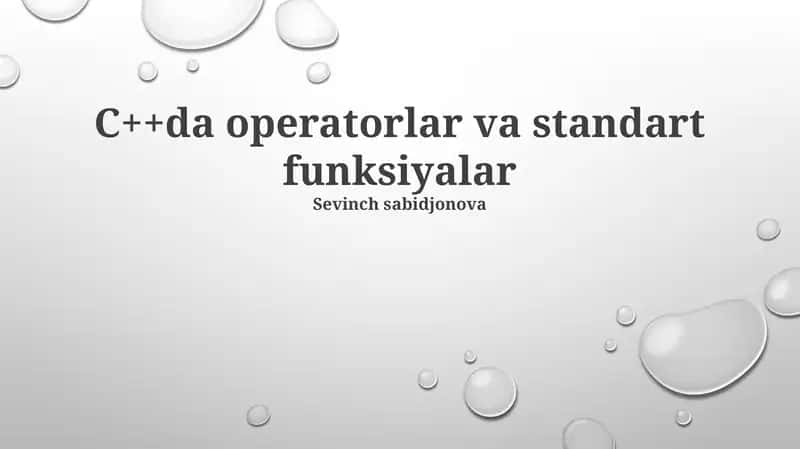 C++da operatorlar va standart funksiyalar 1
