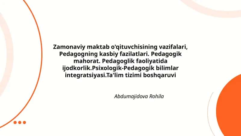 Zamonaviy maktab o'qituvchisining vazifalari 1