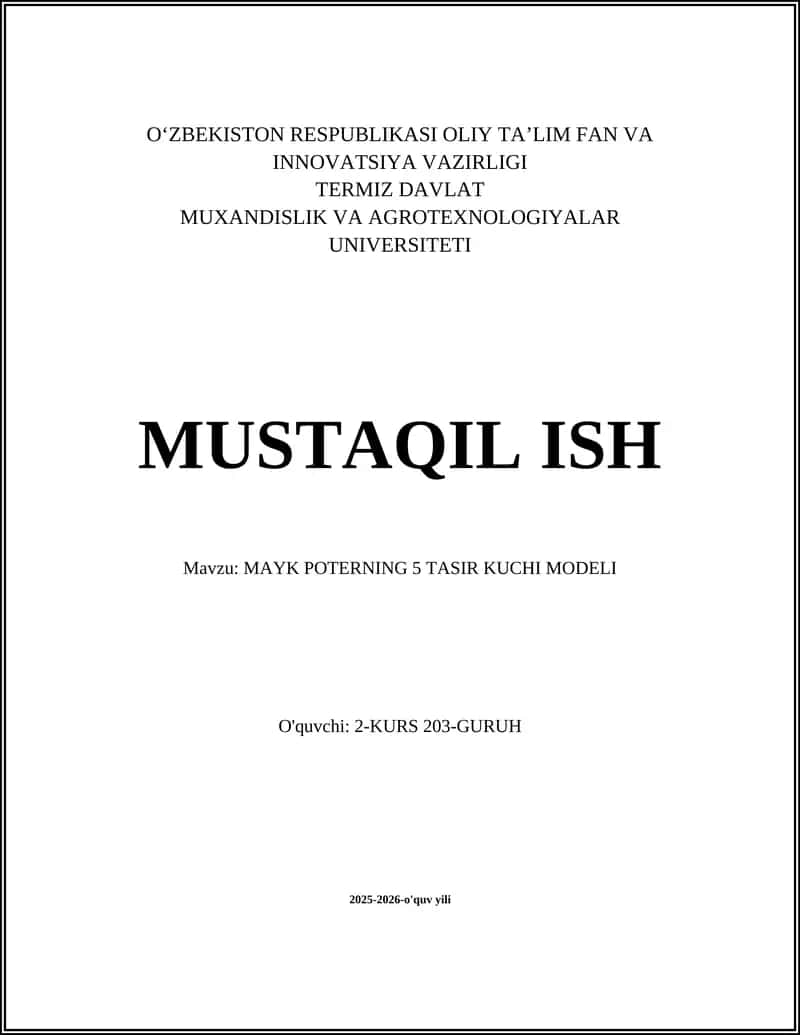 Mayk Poterning 5 taʼsir kuchi modeli 1