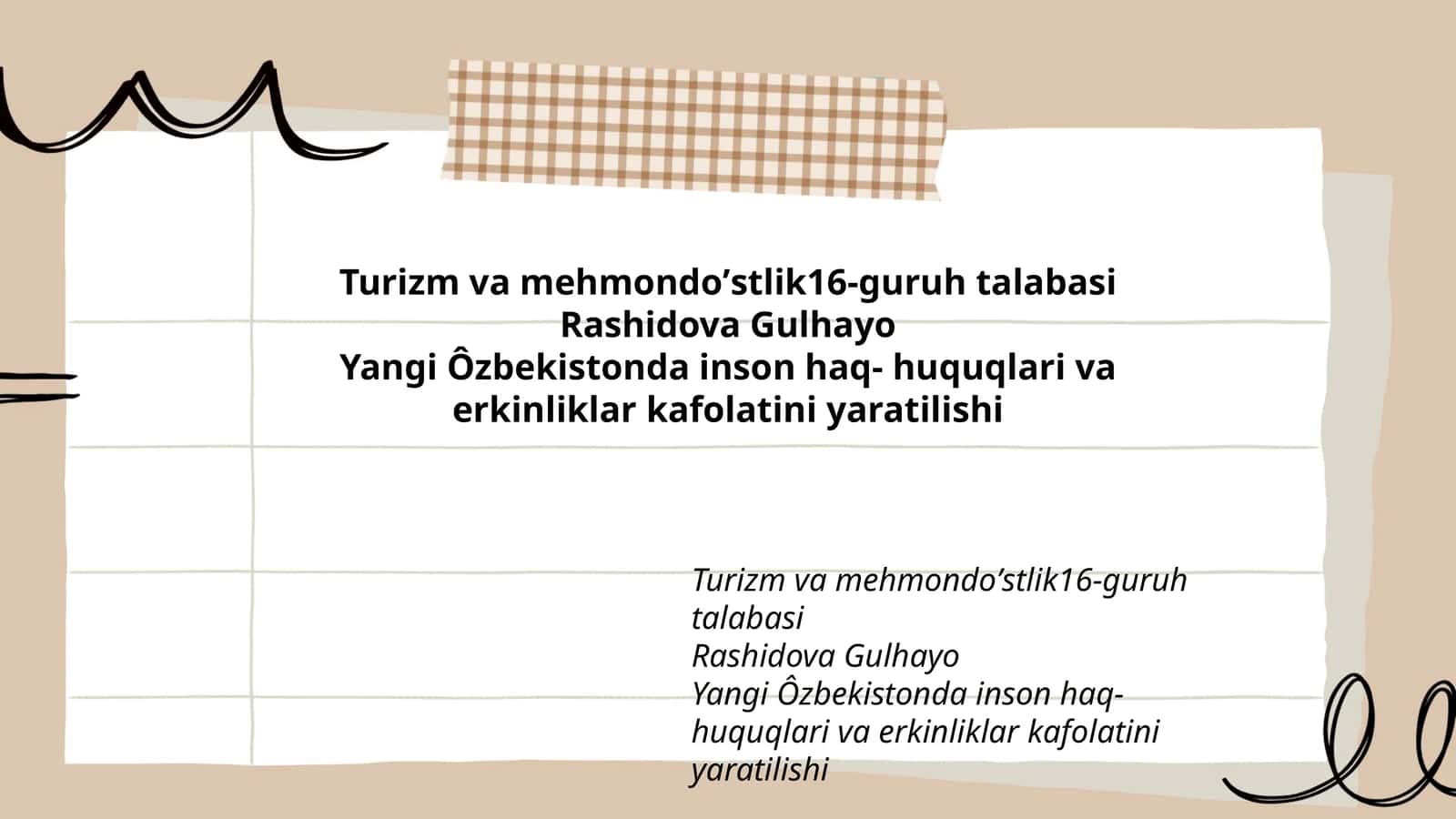 Turizm va mehmondoʼstlik16-guruh talabasi 1