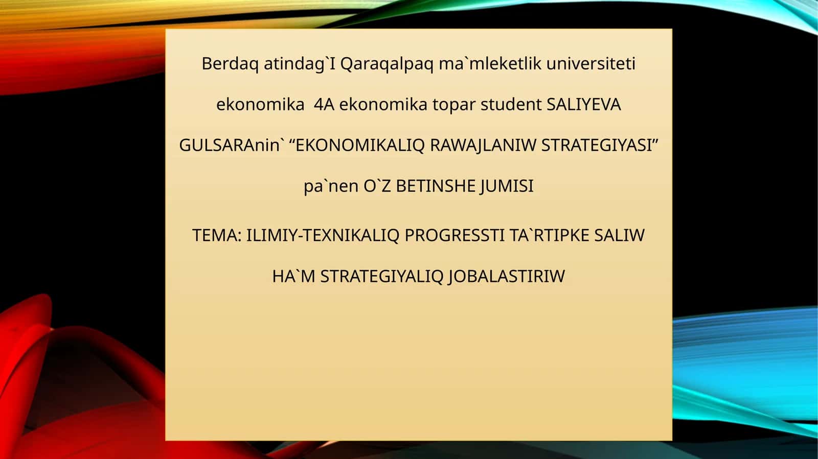 EKONOMIKALIQ RAWAJLANIW STRATEGIYASI 1