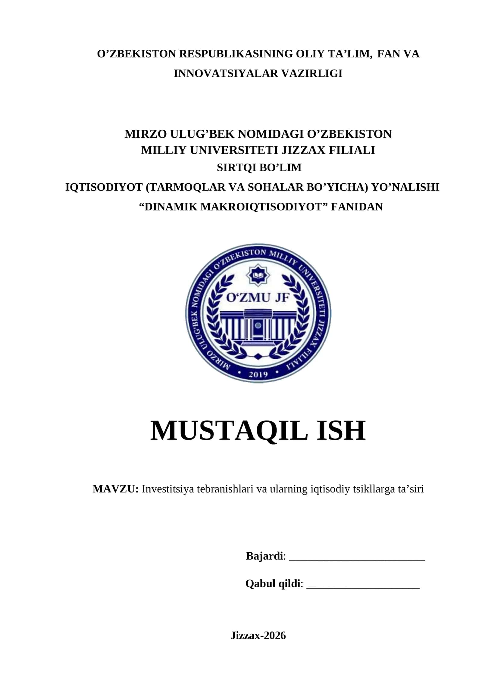 Investitsiya tebranishlari va ularning iqtisodiy tsikllarga ta’siri 1