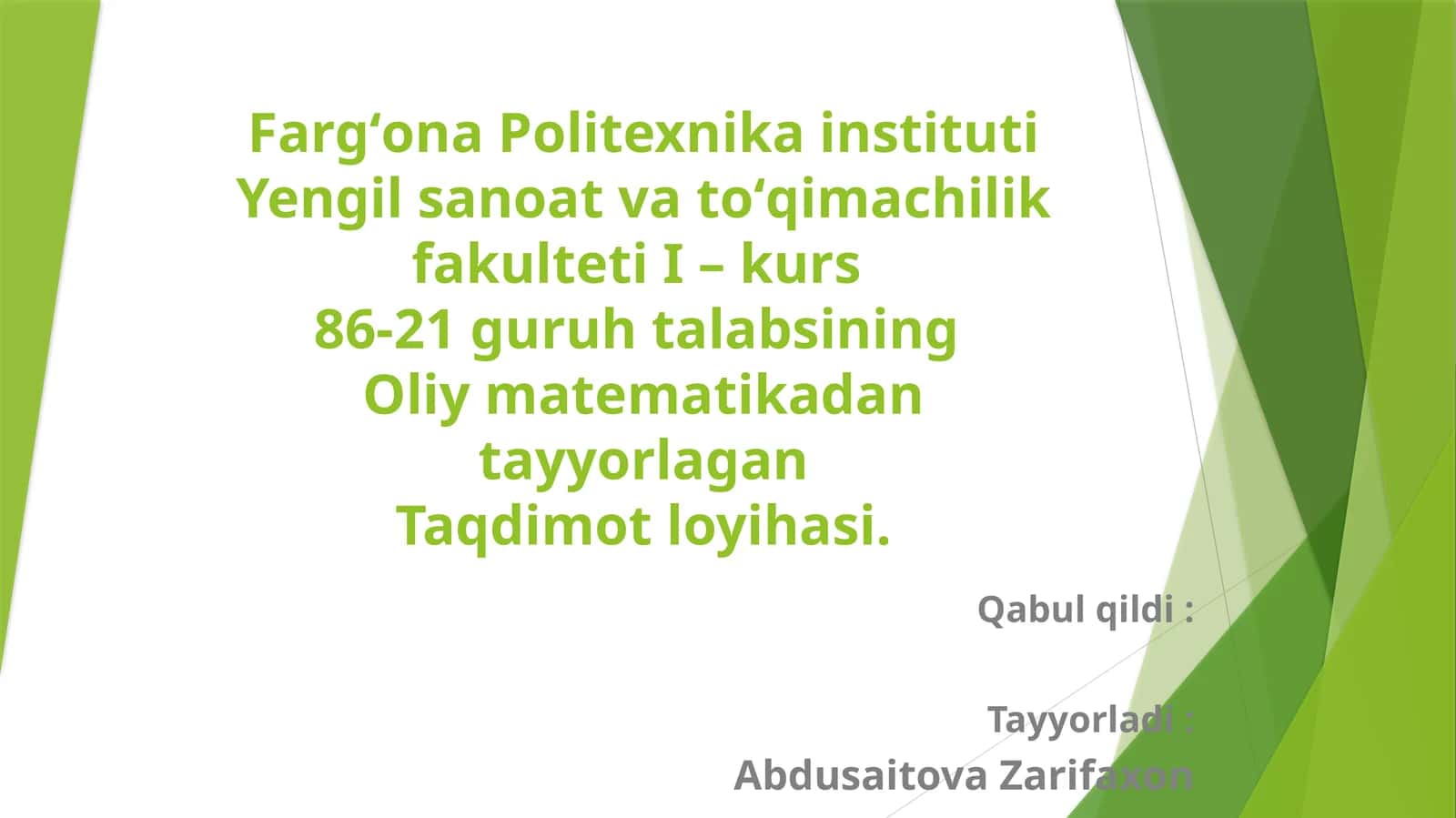 Taqdimot loyihasi 1