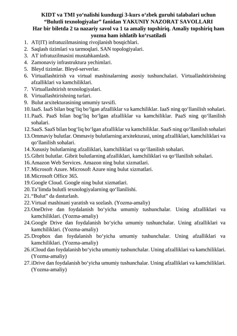 Bulutli texnologiyalar 1