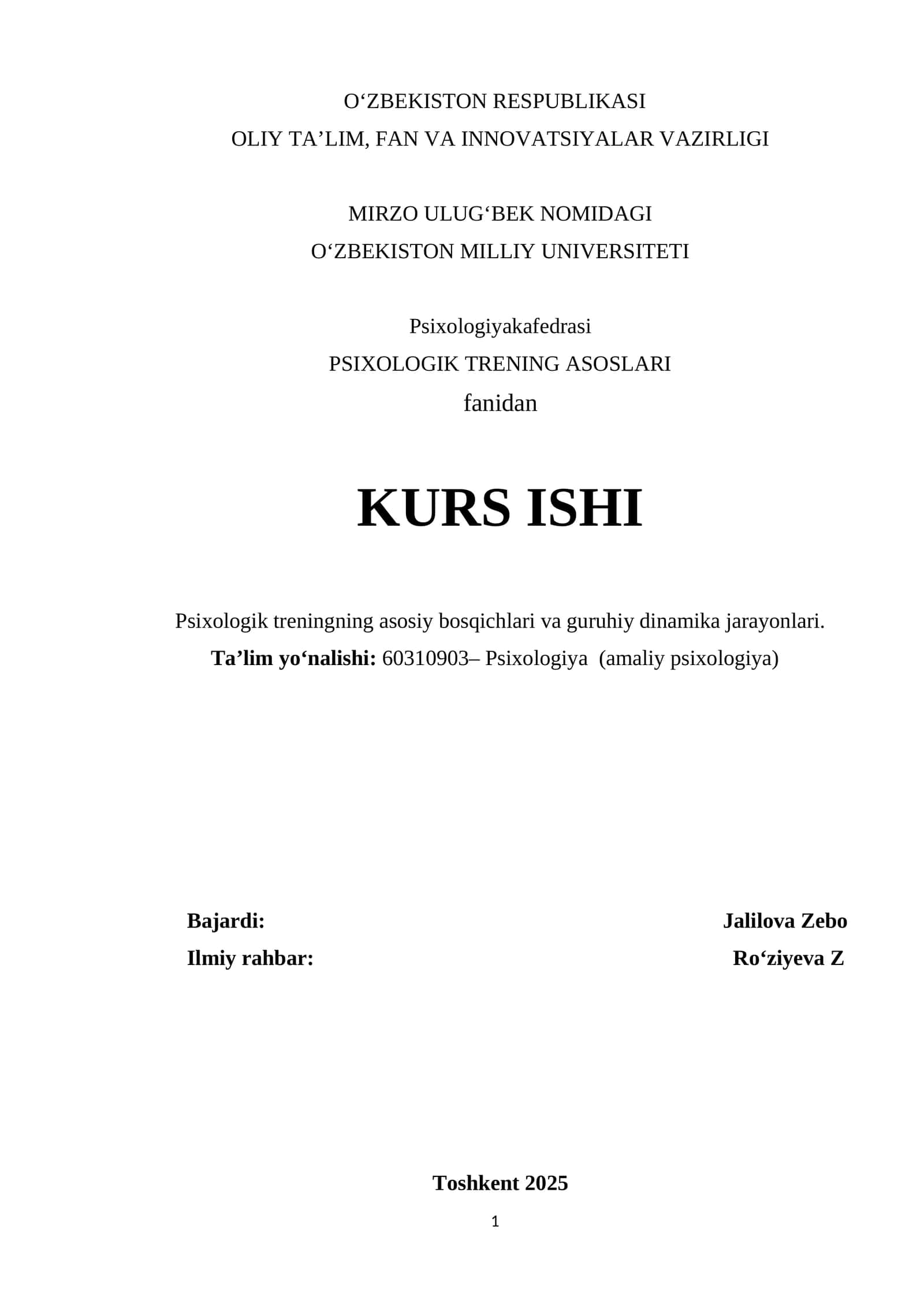 Psixologik treningning asosiy bosqichlari va guruhiy dinamika jarayonlari 1
