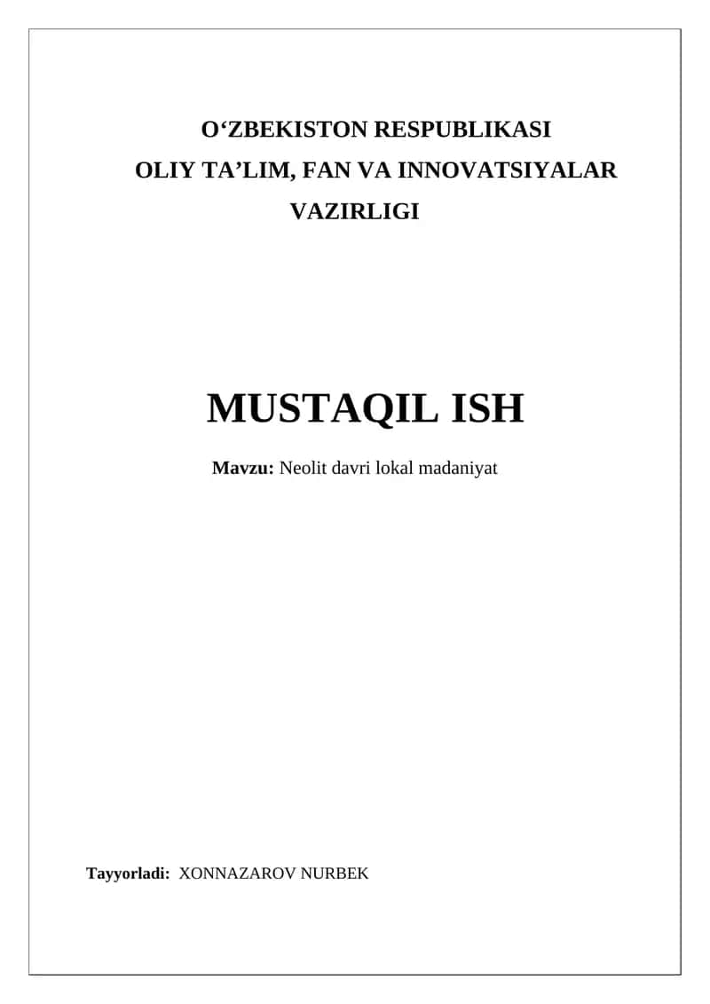 Neolit davri lokal madaniyat 1
