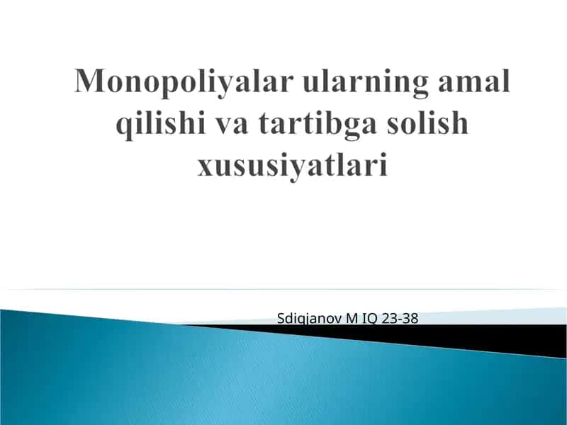Sof monopoliya va oligopoliya 1