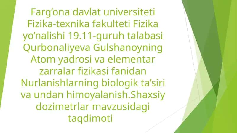 Shaxsiy dozimetrlar mavzusidagi taqdimoti 1