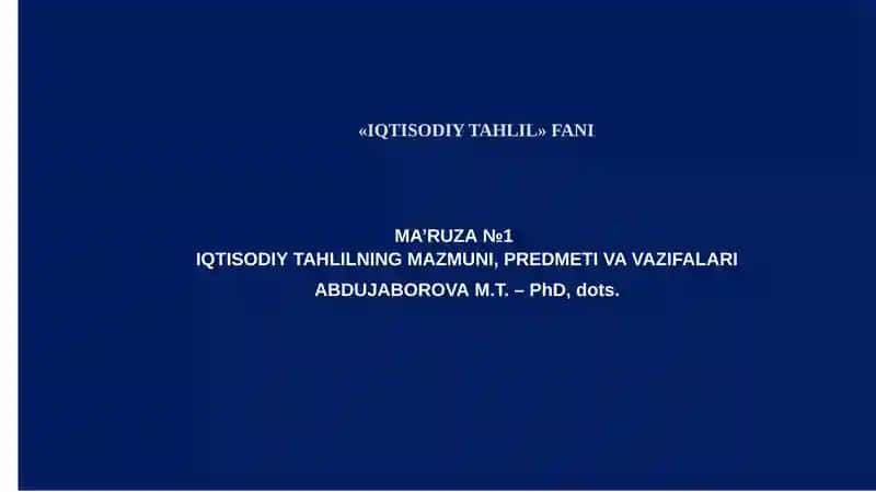 IQTISODIY TAHLIL