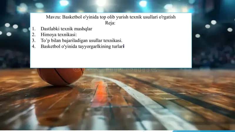 Basketbol o'yinida top olib yurish texnik usullari o'rgatish 1